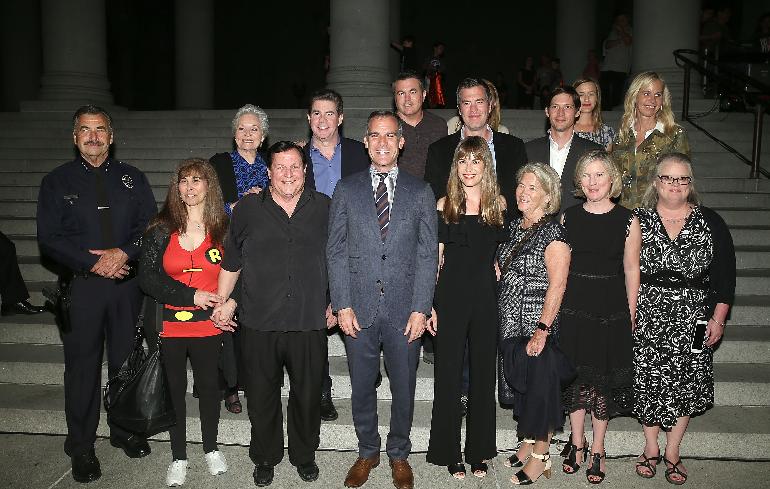 attend The City of Los Angeles and DC Entertainment Bat-Signal Lighting Ceremony honoring Adam West at Los Angeles City Hall on June 15, 2017 in Los Angeles, California.