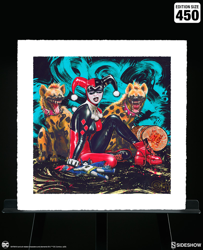 Harley Quinn Posing with Hyenas in Fine Art Print by Sideshow